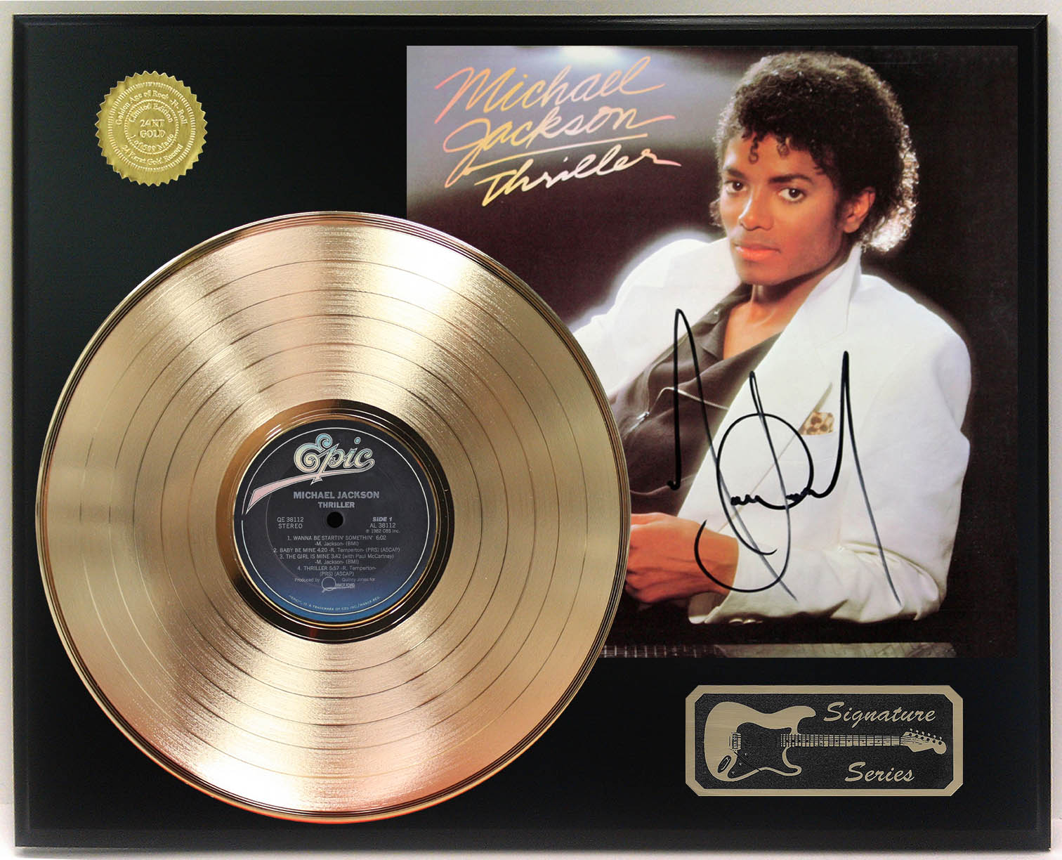 SGH SERVICES Michael Jackson Bad Mini Gold Vinyl CD Record Signed Framed Photo Print 