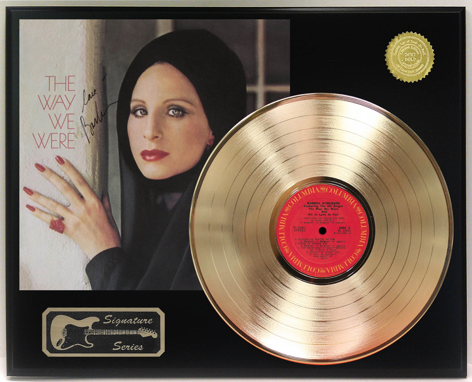 Barbra Streisand Ltd Edition Reproduction Signature Gold LP Gold