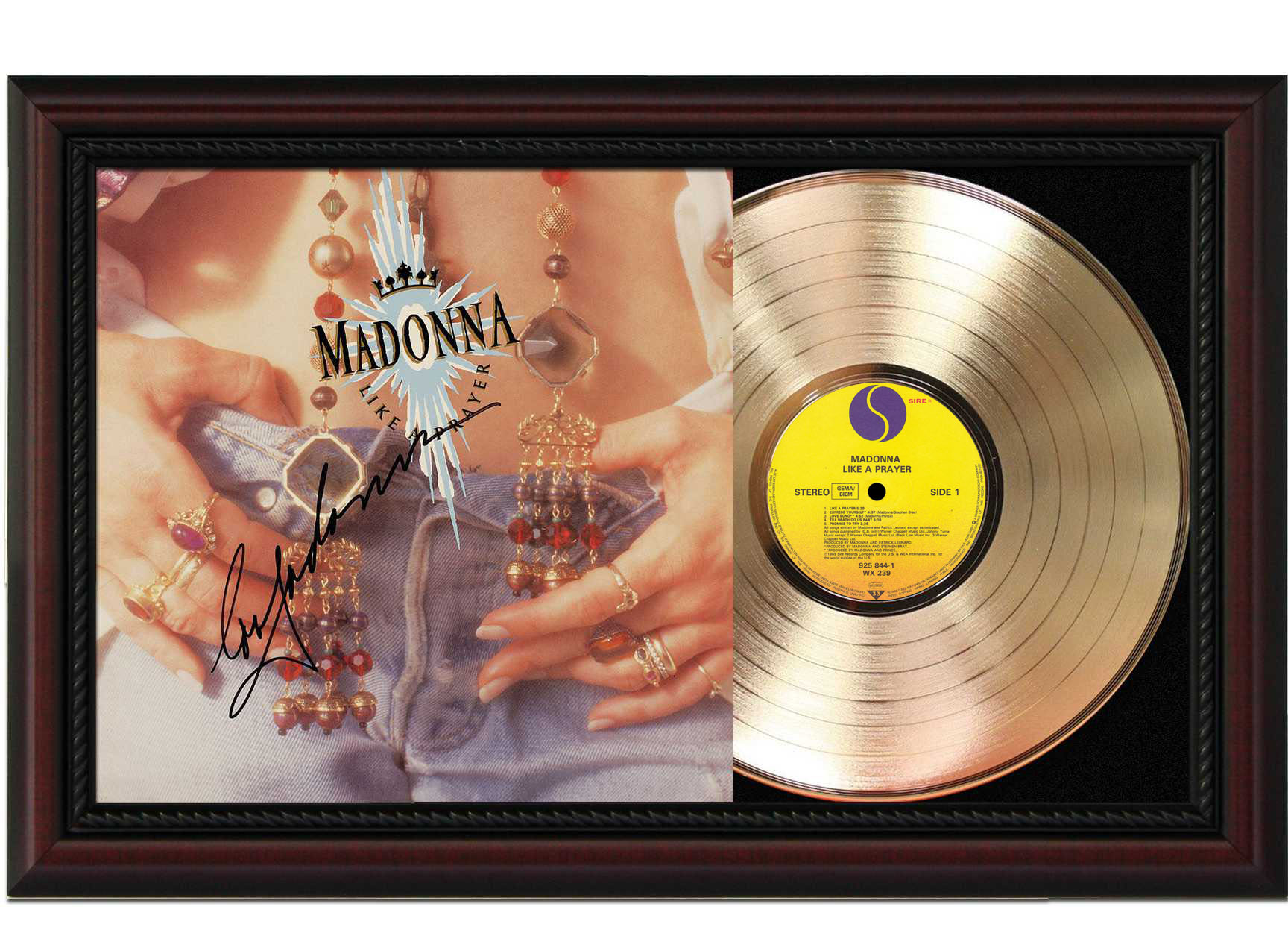 Madonna Like A Virgin Black Vinyl 12in LP Laser Etched Record Wall Art -  Gold Record Outlet Album and Disc Collectible Memorabilia