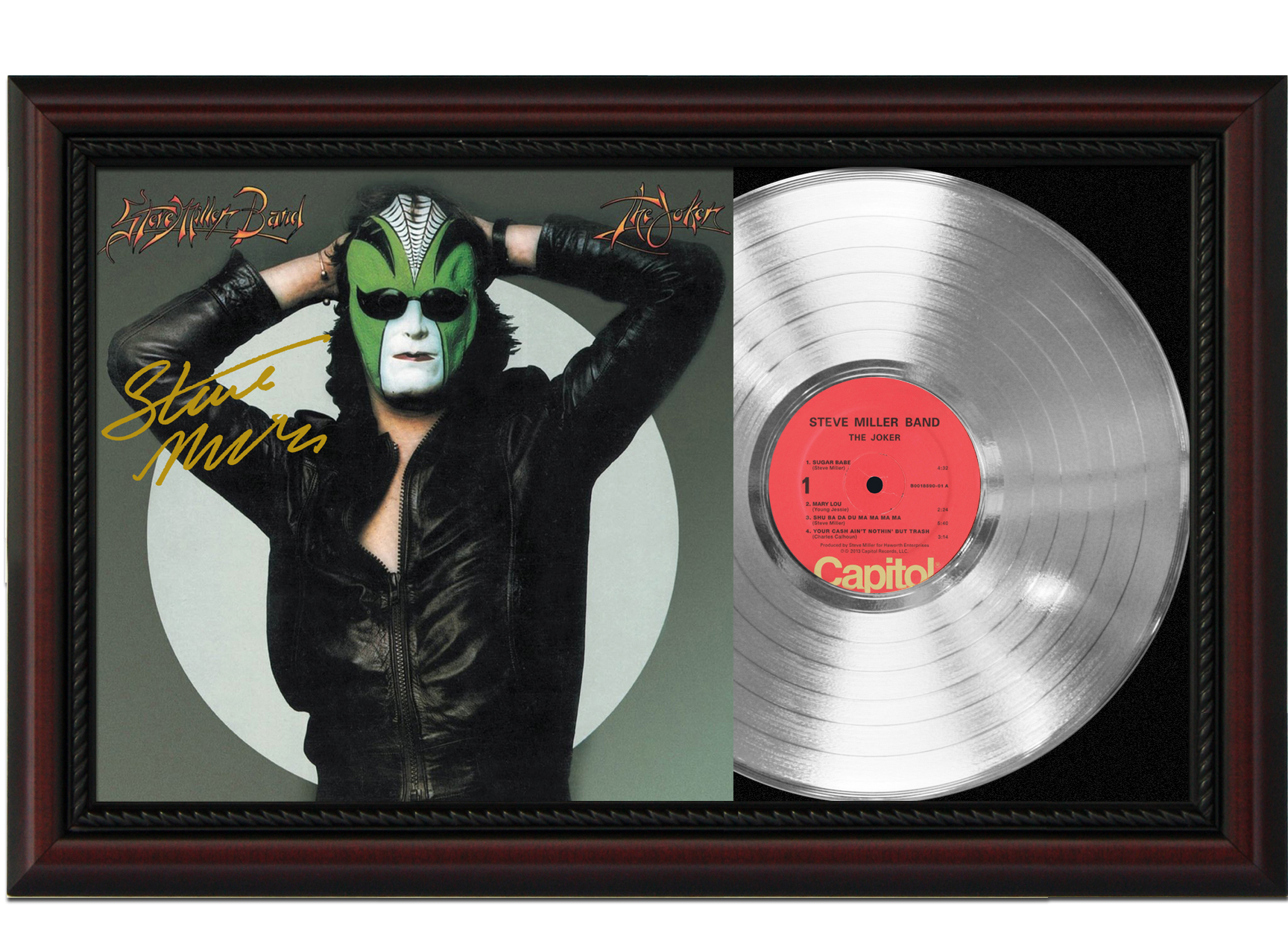 Steve Miller Band The Joker Cherrywood Platinum LP Record Signature Display  M4