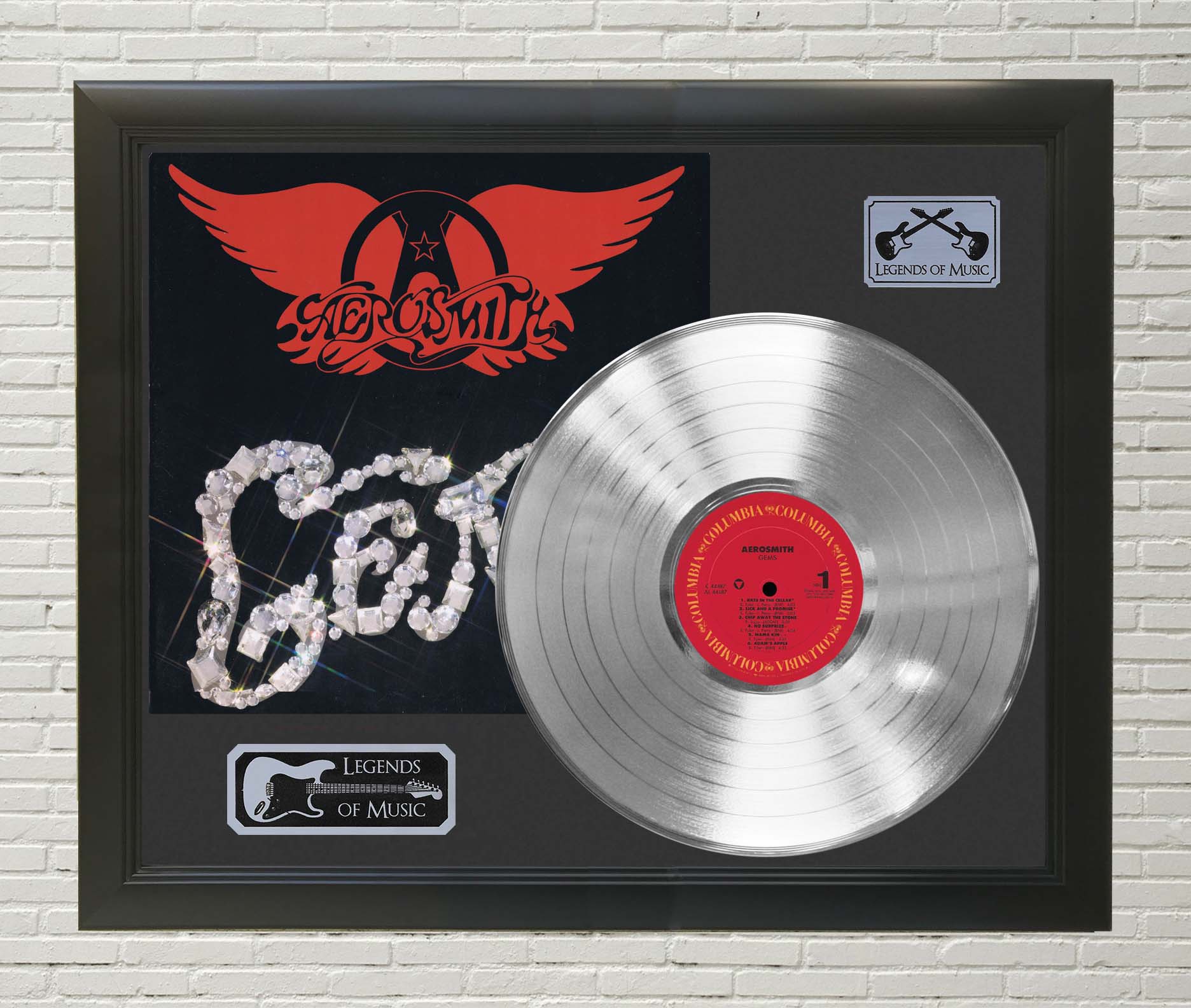 Aerosmith Gems Framed Platinum Lp Record Display C3 Gold Record Outlet Album And Disc