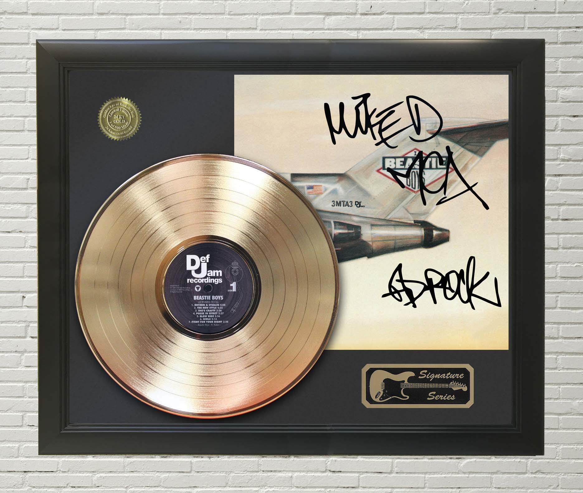Beastie Boys - Licensed to Ill Framed Signature Gold LP Record Display M4