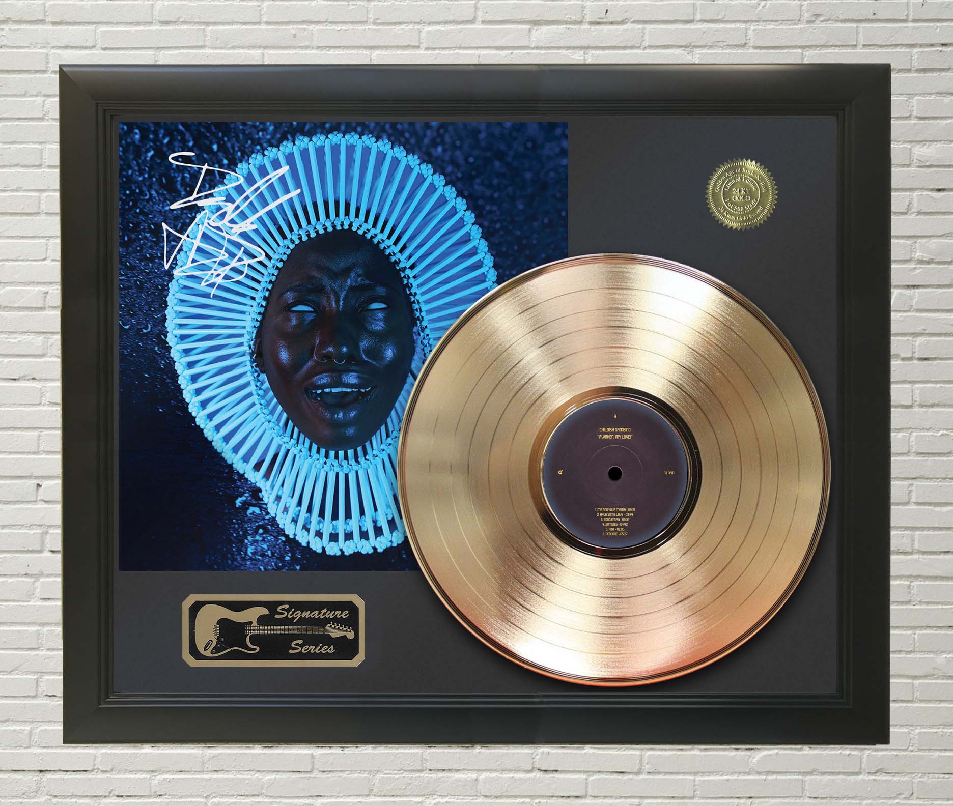 Besøg bedsteforældre bassin St Childish Gambino - Awaken My Love Framed Signature Gold LP Record Display  M4 - Gold Record Outlet Album and Disc Collectible Memorabilia