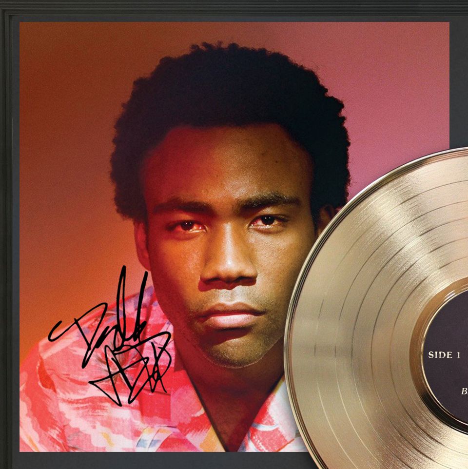 Childish Gambino Because the Framed Signature Gold LP Record