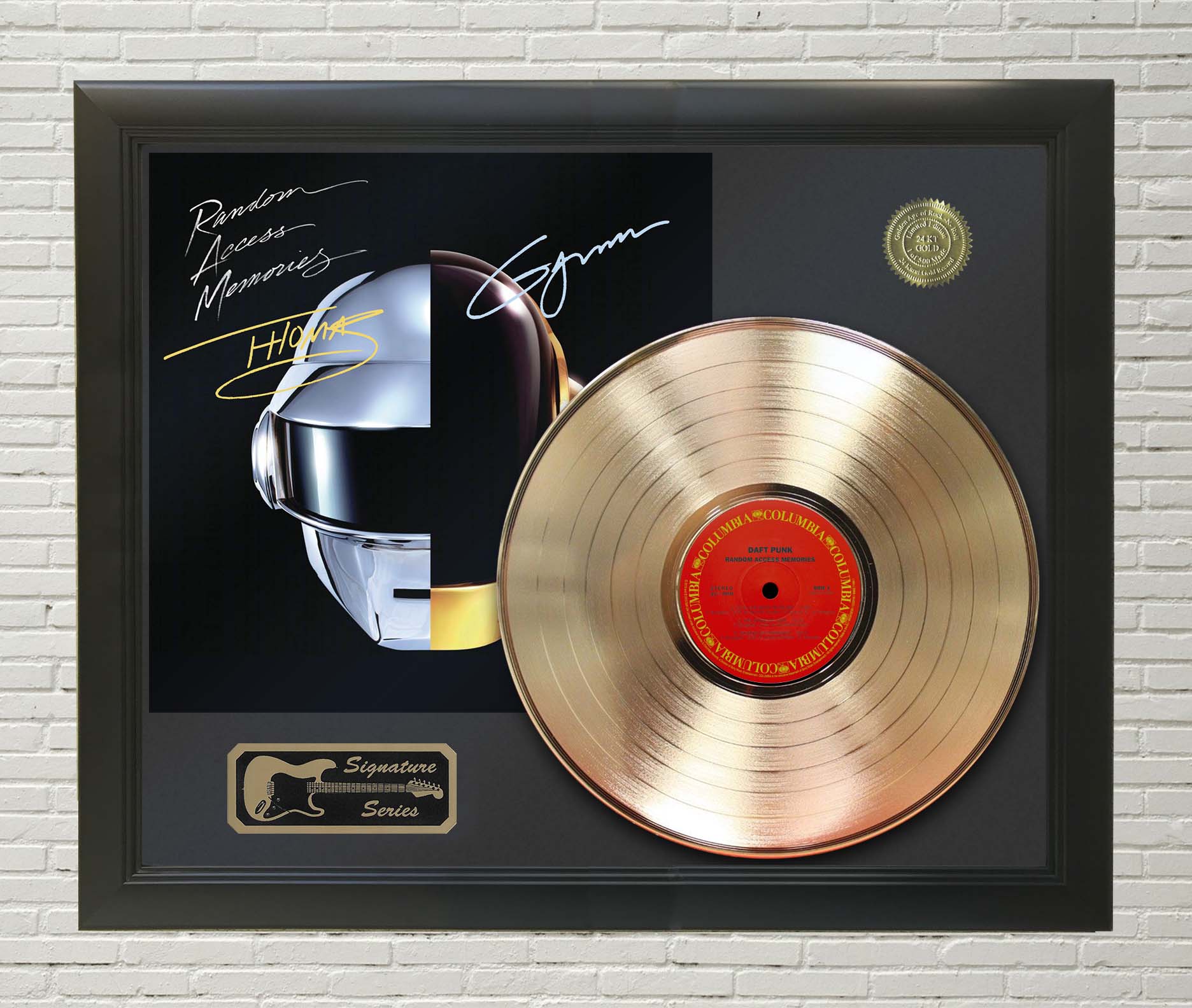 Daft Punk Random Access Memories Framed Signature Gold LP Record Display  M4 Gold Record Outlet Album and Disc Collectible Memorabilia