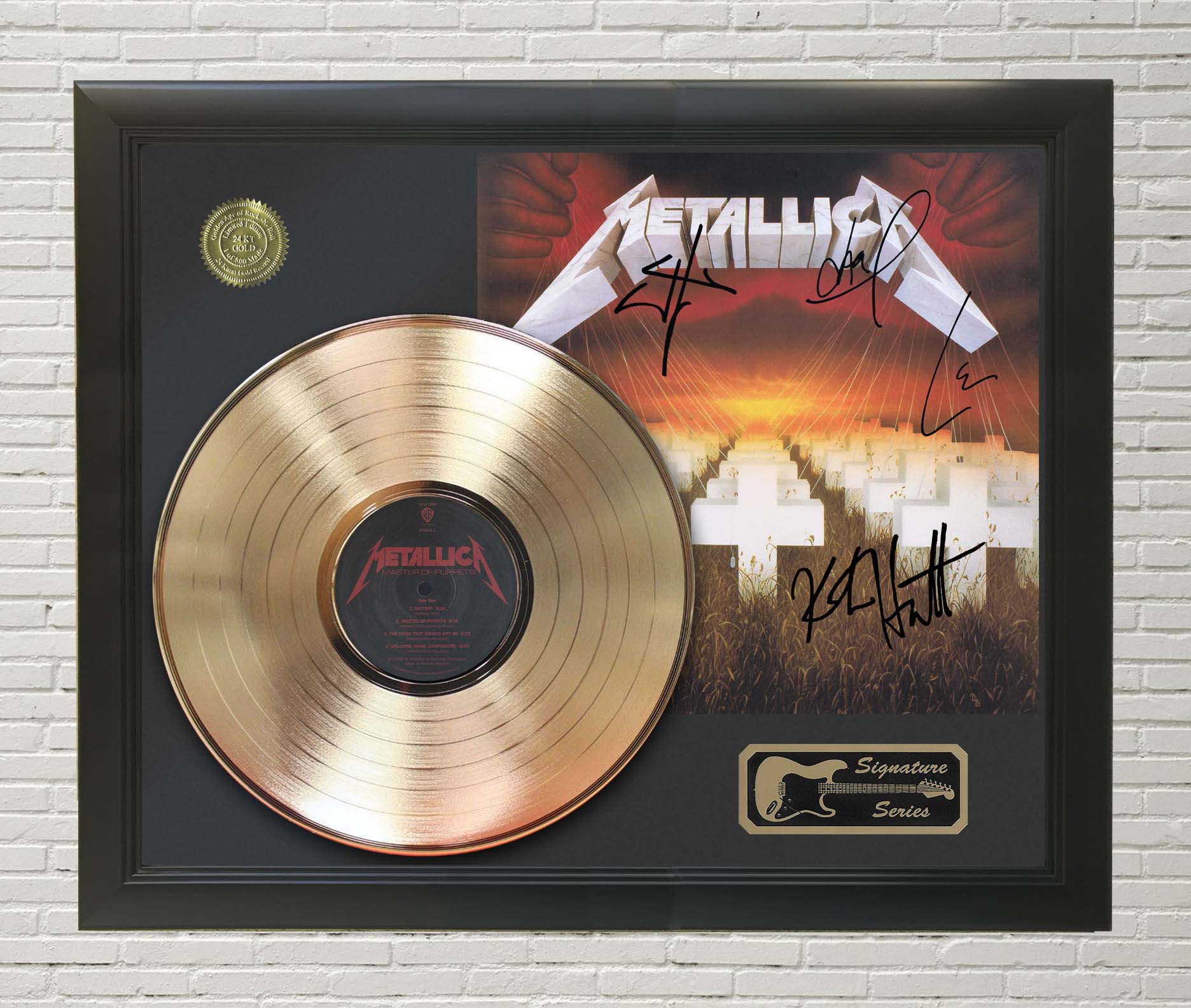 Metallica - Master of Puppets Framed Signature Gold LP Record Display M4