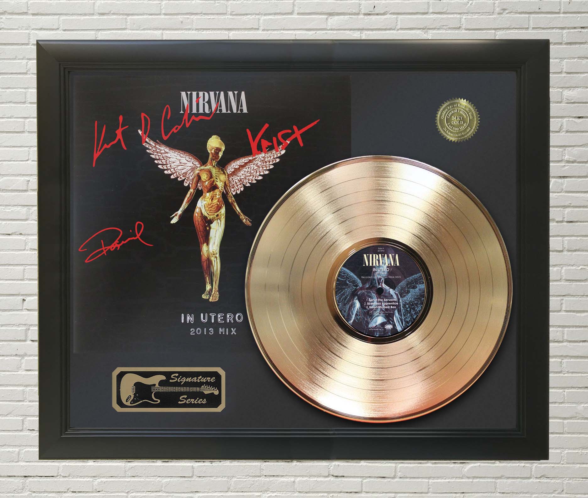 Nirvana - In Utero Framed Signature Gold LP Record Display M4