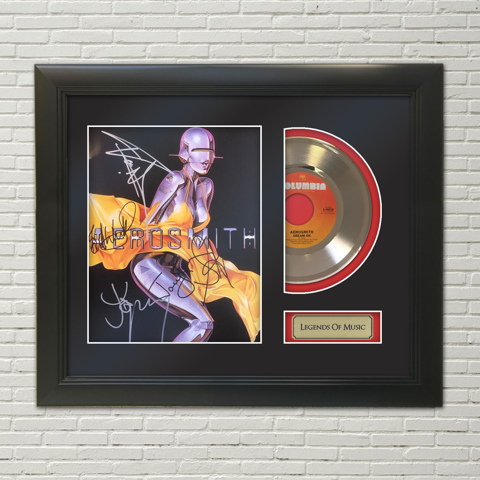 Aerosmith Reproduction Signature Framed 45 Gold Record Display “M4 ...