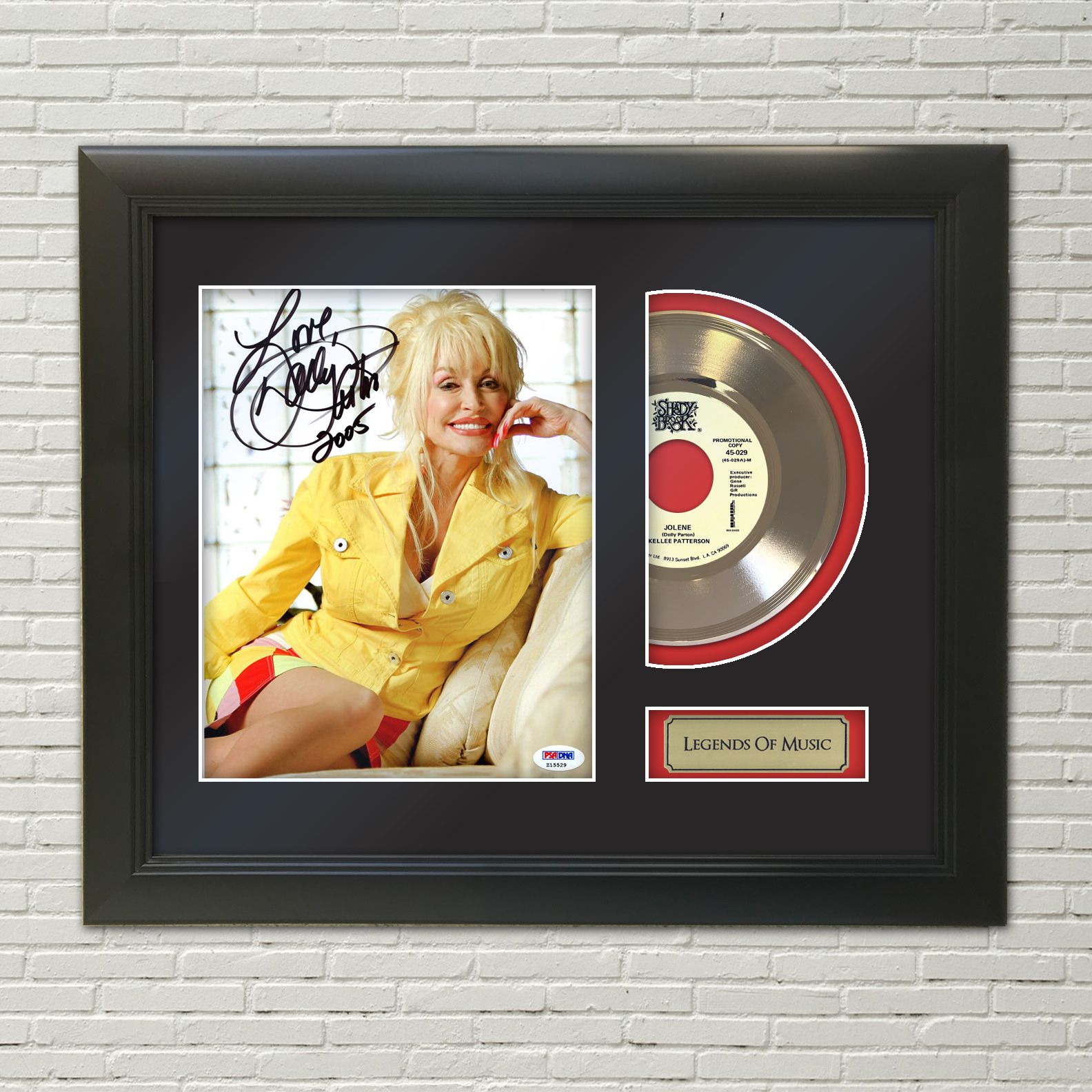 Dolly Parton Jolene Reproduction Signature Framed 45 Gold Record Display M4 Gold Record Outlet Album And Disc Collectible Memorabilia