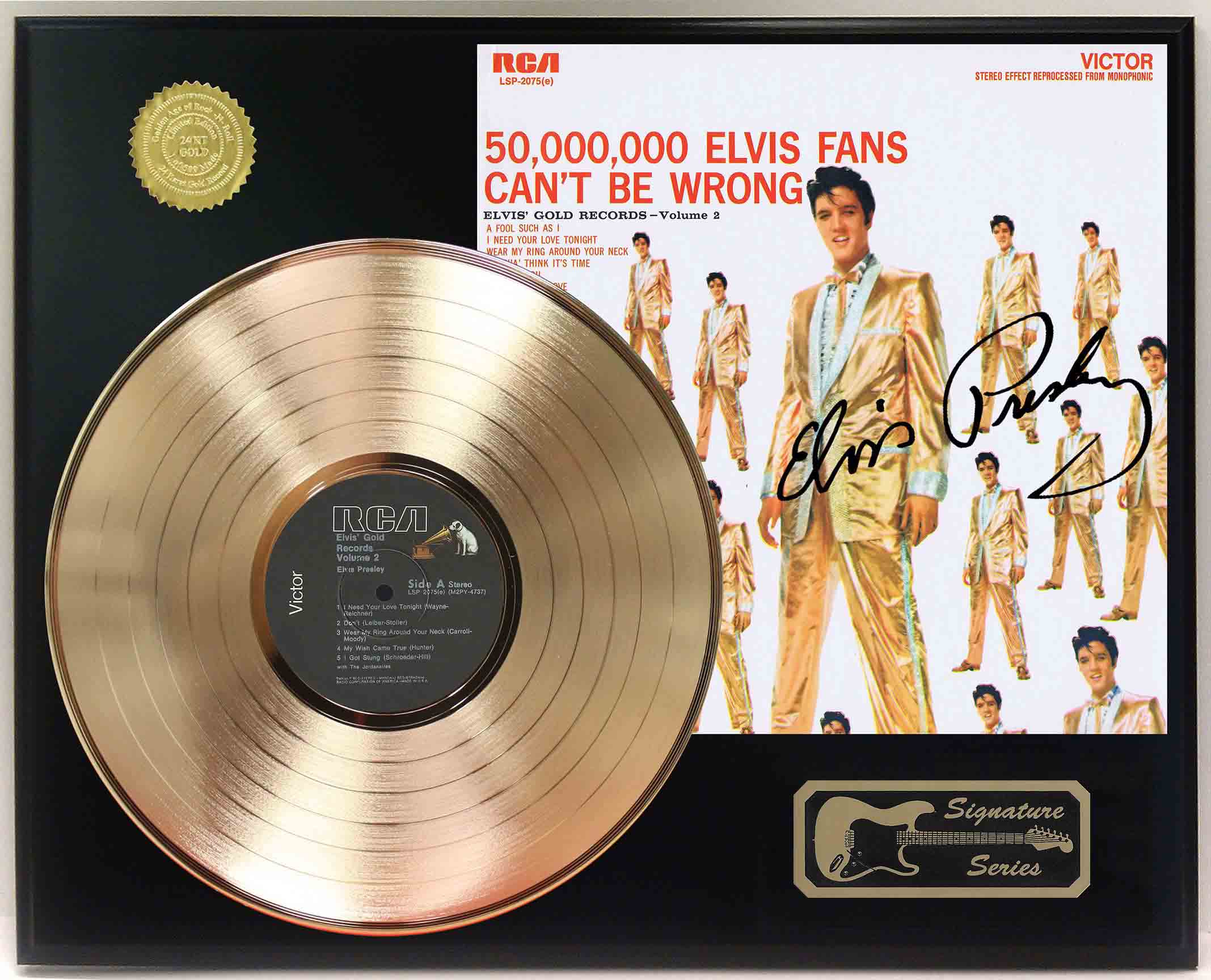 Elvis Presley - 50000000 Fans Can't Be Wrong Gold LP Record Signature  Display