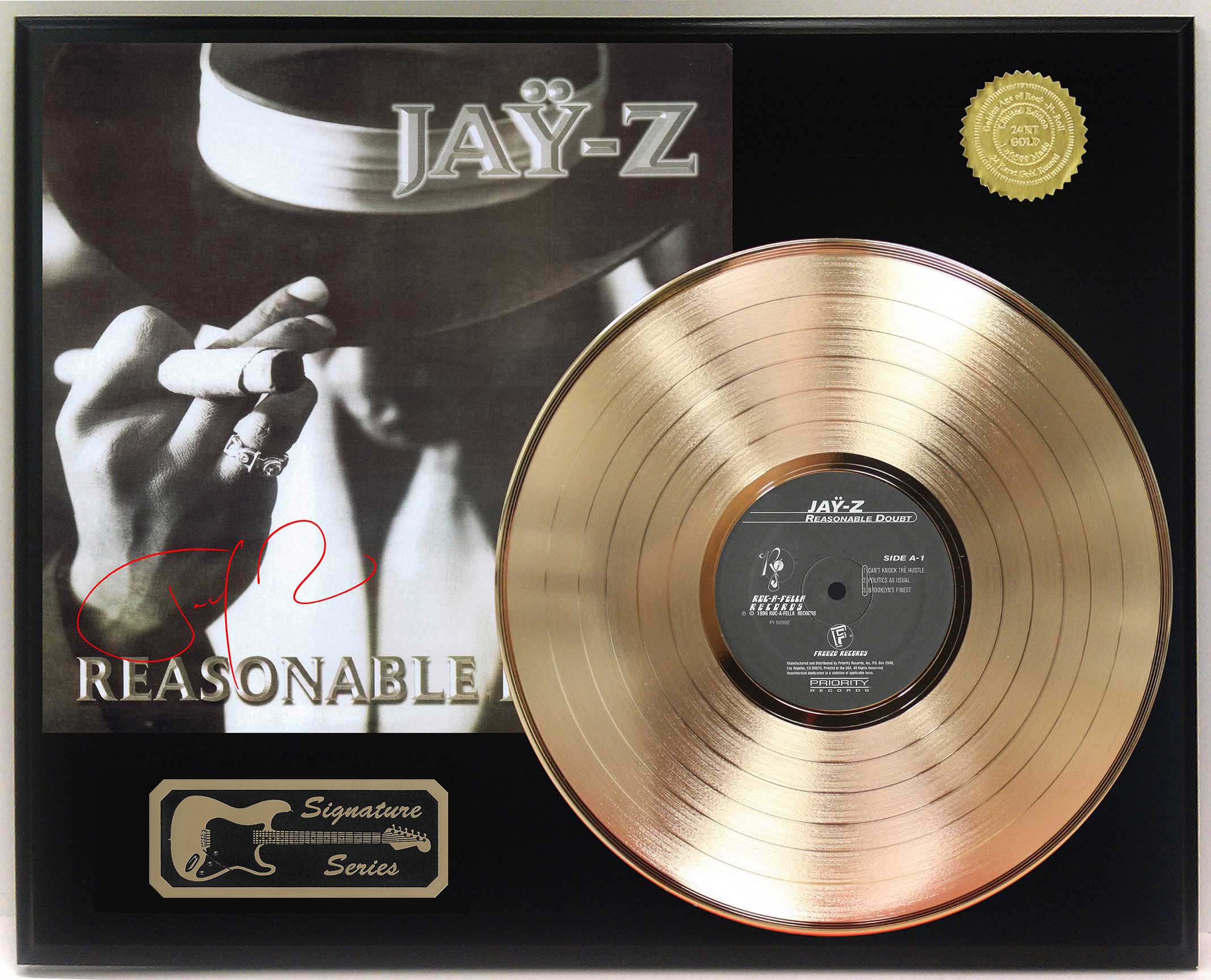 Jay Z - Reasonable Doubt Gold LP Record Signature Display