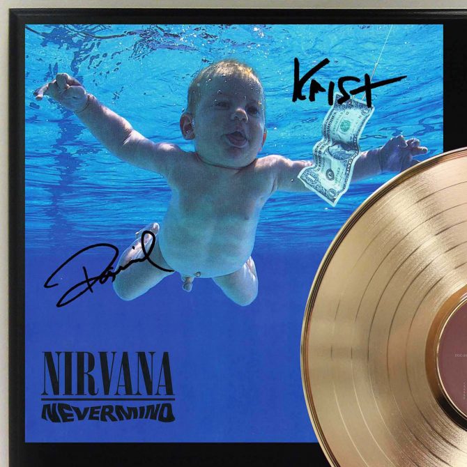 Nirvana – Nevermind Gold LP Record Signature Display C3 | Gold Record