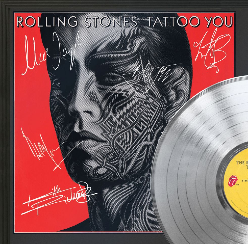 Rolling Stones Tattoo You Platinum LP Record Framed Signature Display