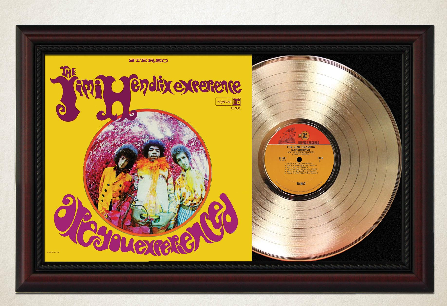 Jimi Hendrix - Are You Experienced Doubt Cherry Wood Gold LP Record Sleeve  Display M4