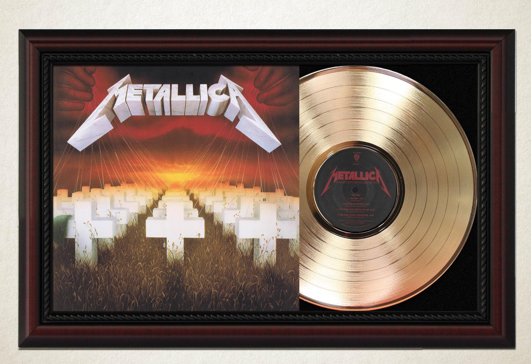 Master of Puppets by Metallica , Vinyl LP Record Framed and Ready to Hang,  Music Gift, Display, Wall Art 