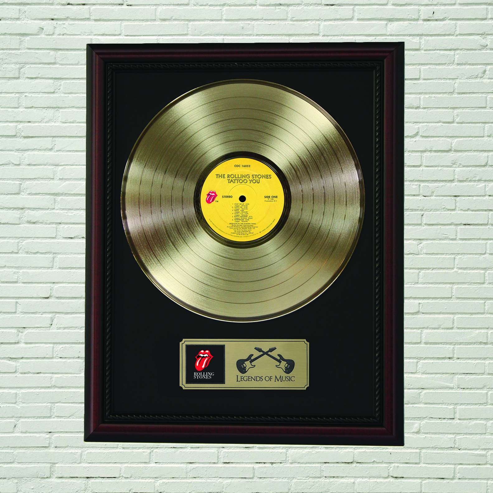 Rolling Stones - Tattoo You Framed Cherry Wood Legends Gold LP Record  Display M4 - Gold Record Outlet Album and Disc Collectible Memorabilia