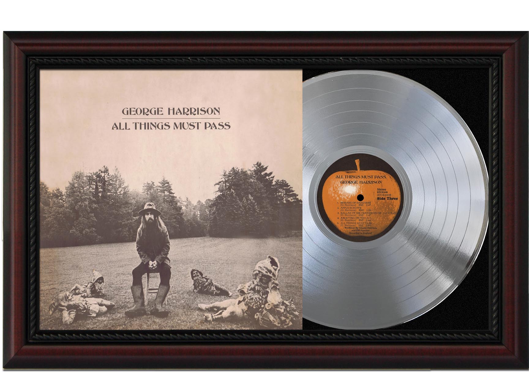 George Harrison - All Things Must Pass Cherry Wood Platinum LP Record  Sleeve Display M4