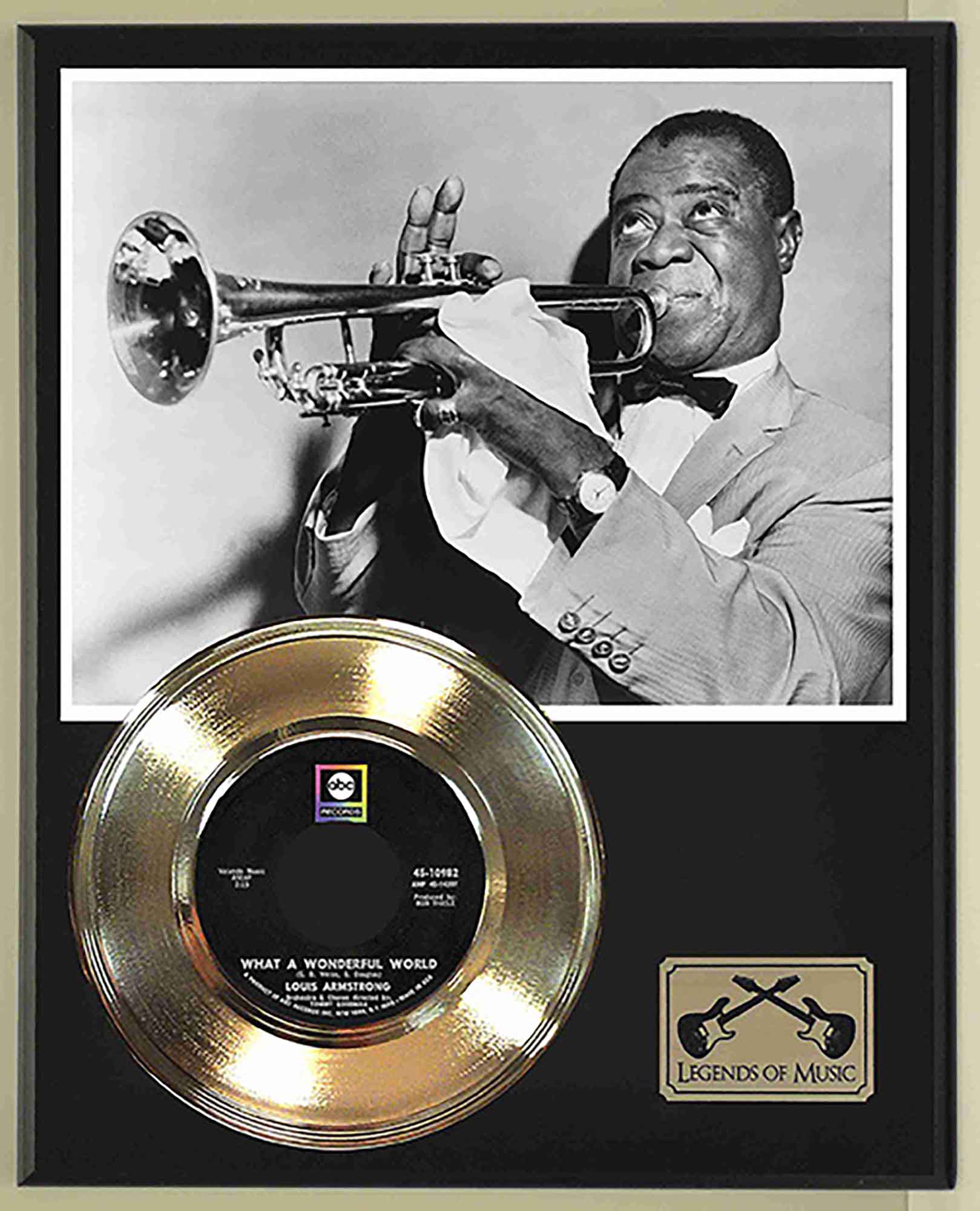 Louis Armstrong - What A Wonderful World Gold 45 Record Ltd Edition Display  Award Quality