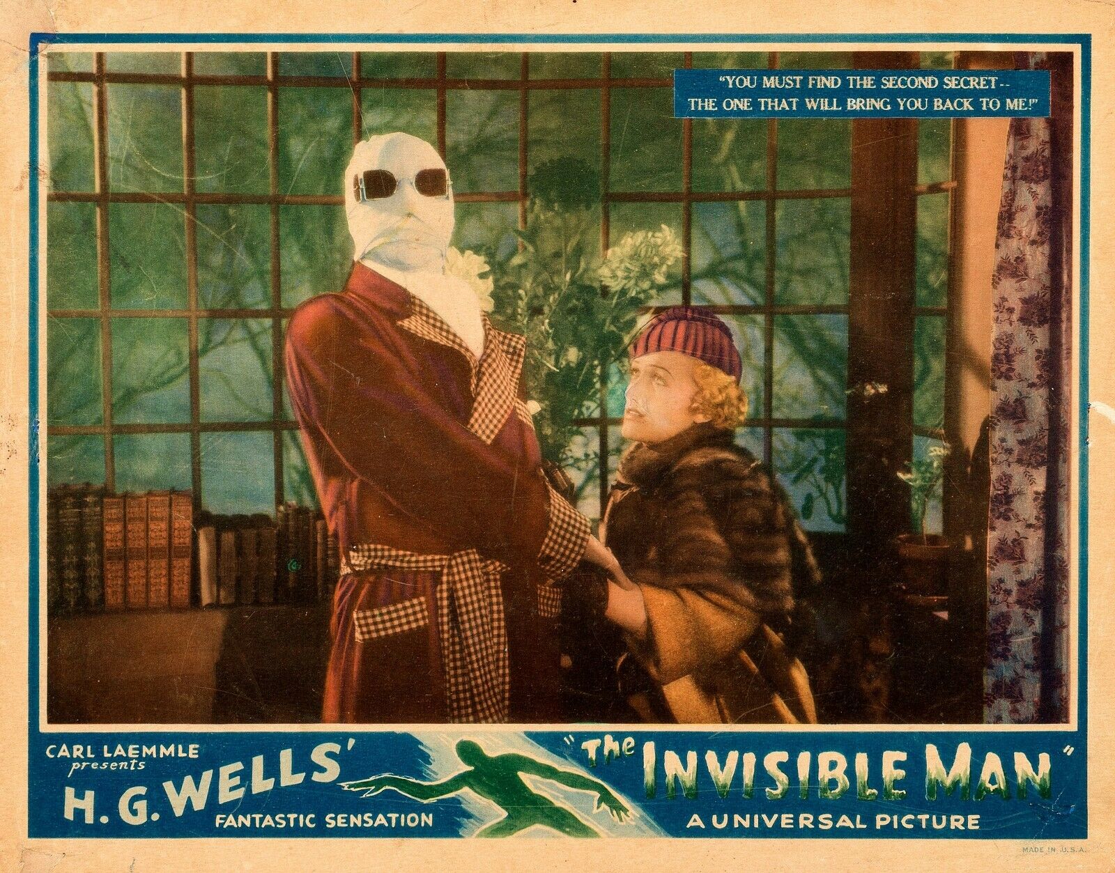 H. G. Wells The Invisible Man Reproduction Movie Lobby Card - Gold Record Outlet Album and Disc Collectible Memorabilia for Back In 1933 Printable Free