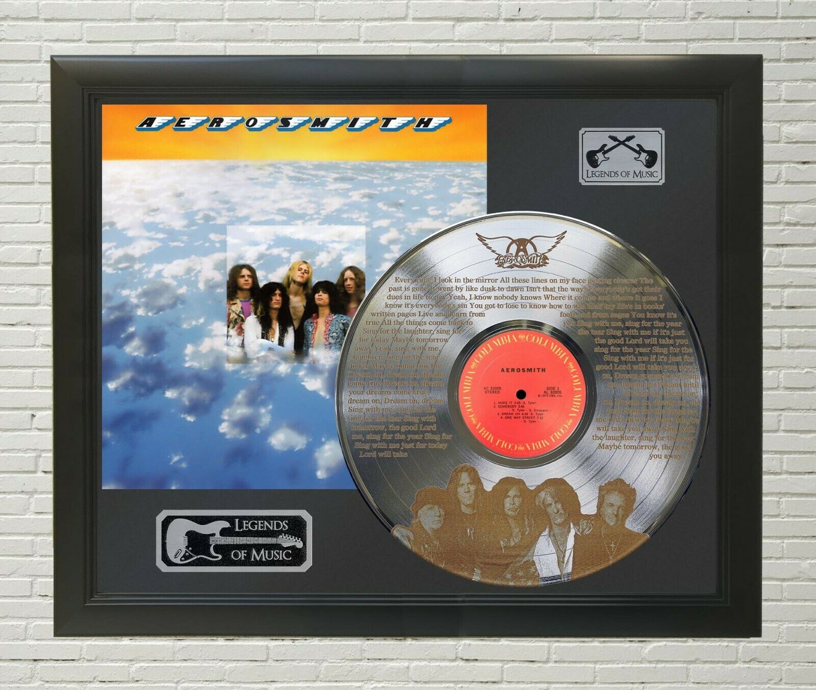 Aerosmith - Dream On Framed Legends Of Music Etched Platinum LP Record  Display