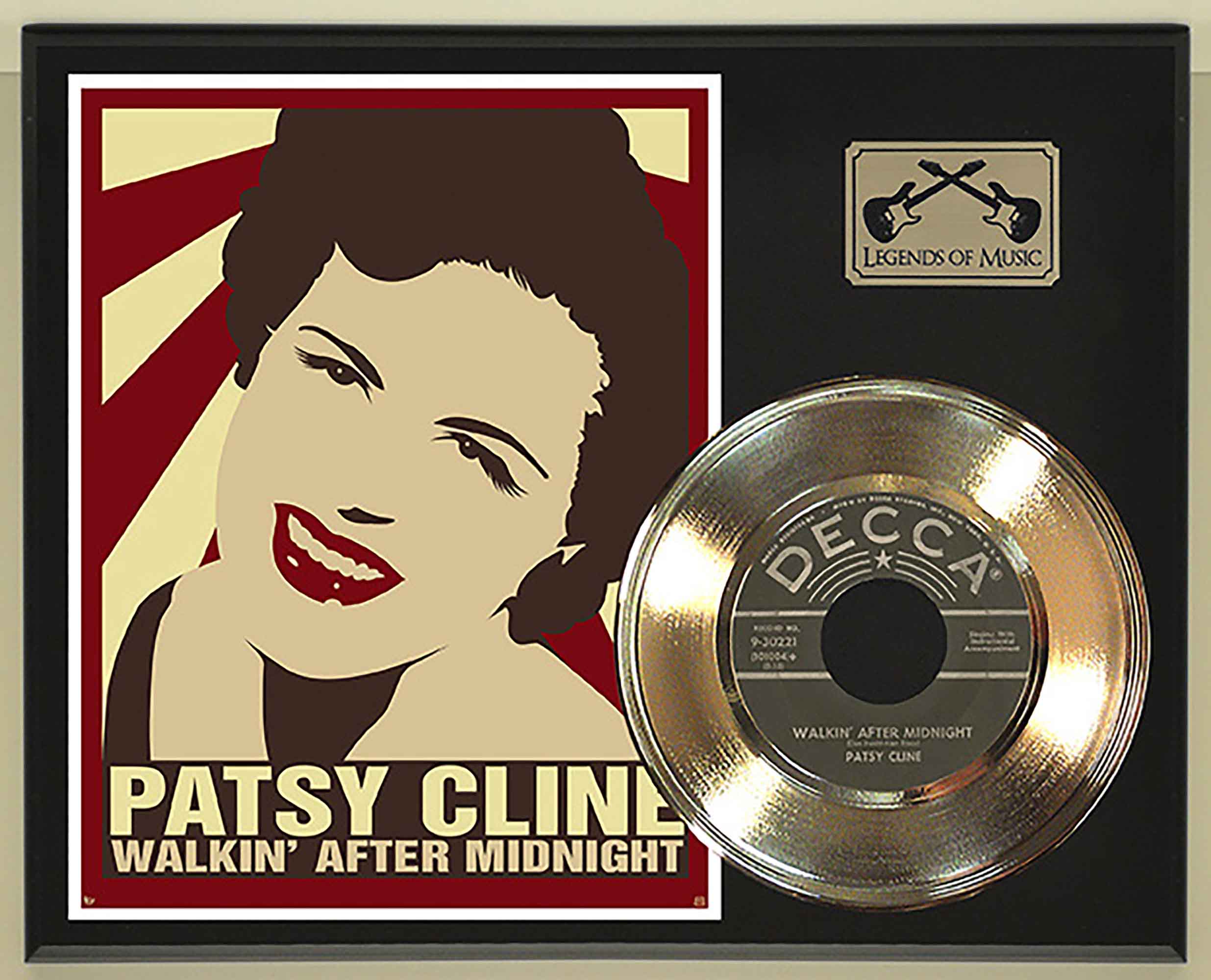 Patsy Cline - Walkin After Midnight Gold 45 Record Ltd Edition Display  Award Quality