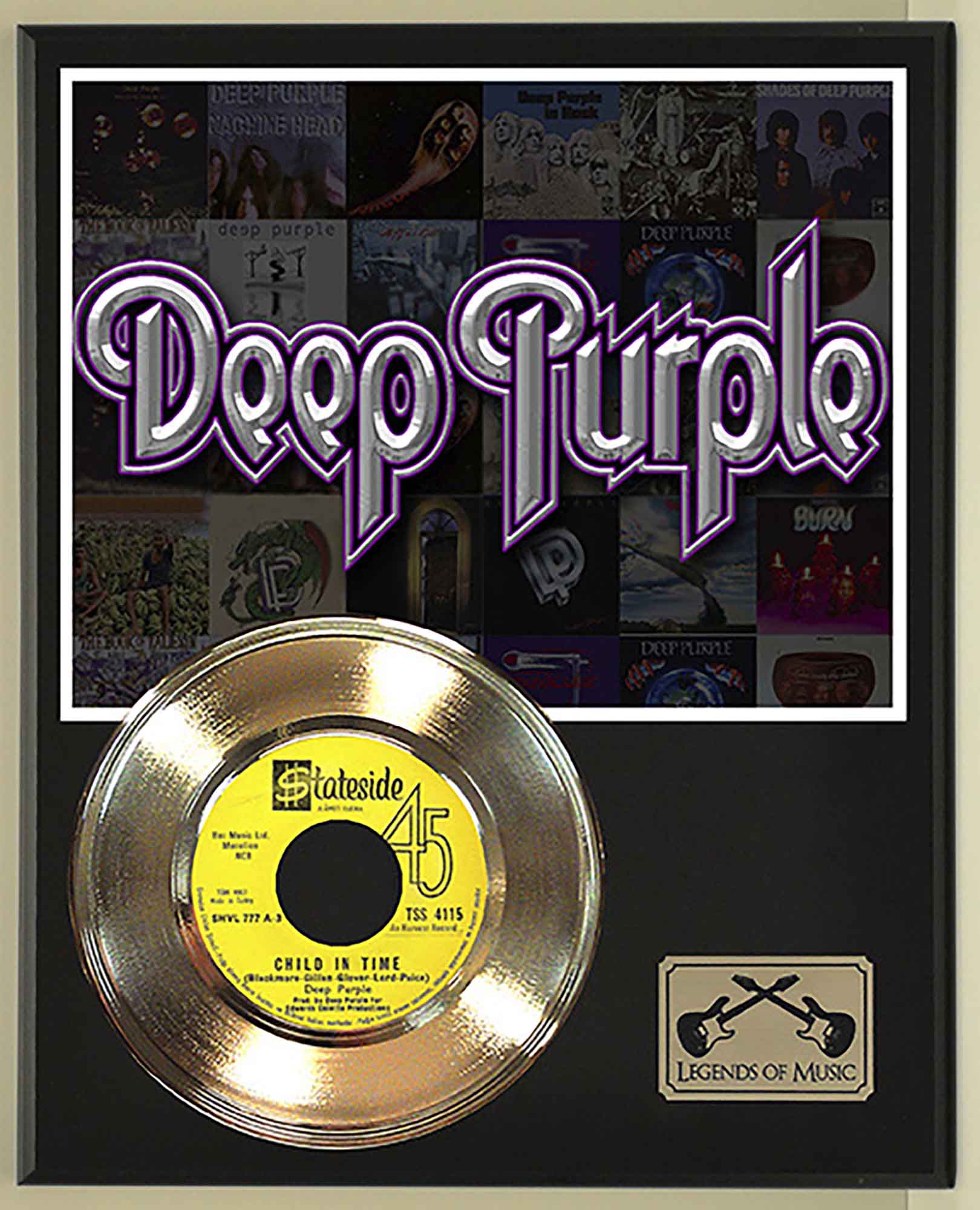 Deep Purple - Child In Time Gold 45 Record Ltd Edition Display Award  Quality - Gold Record Outlet Album and Disc Collectible Memorabilia