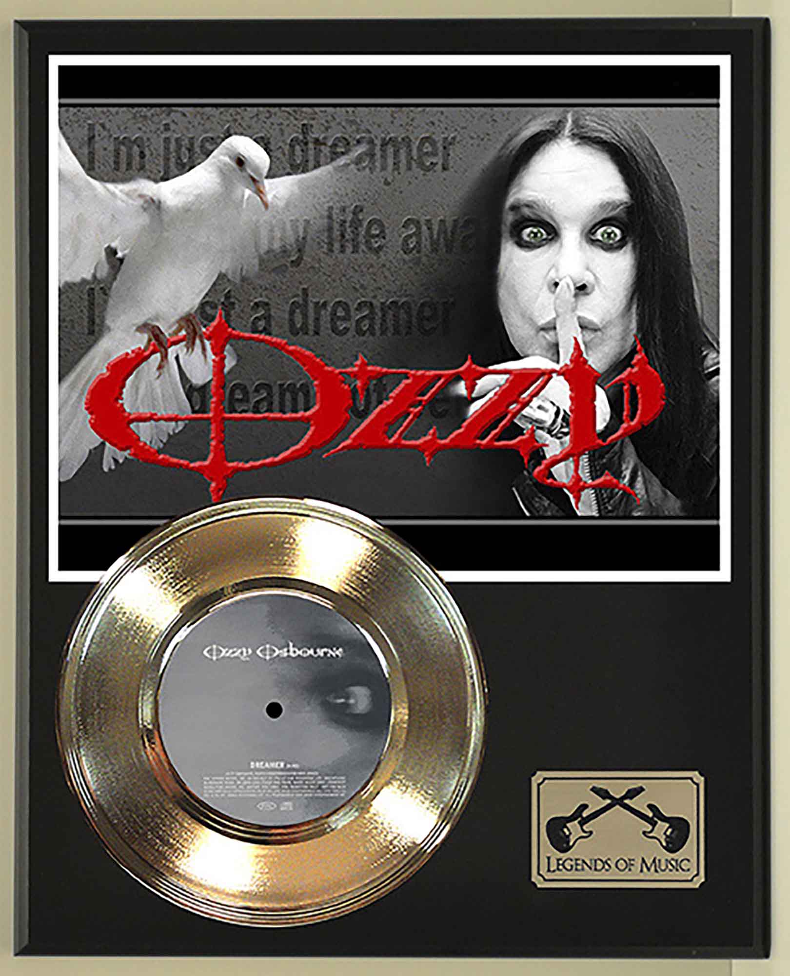 Ozzy Osbourne Metall-Schallplatte Gold - Limitierte Gedenkausgabe Im Rahmen 40x50cm