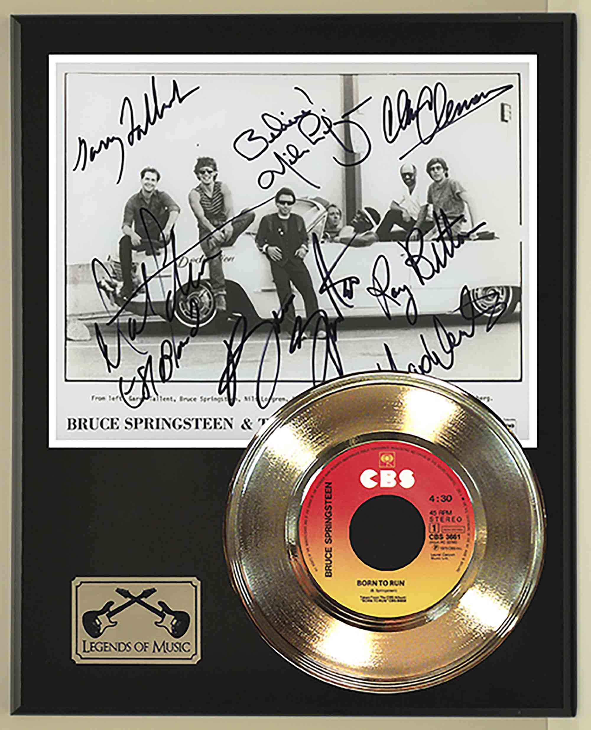 Bruce Springsteen - Born To Run Reproduction Signed Gold 45 Record Ltd Edition Award Quality - Gold Record Album and Disc Collectible Memorabilia