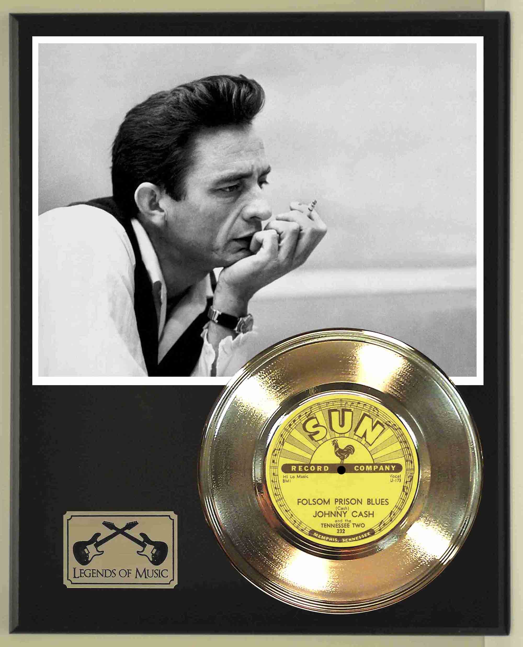 Johnny Cash - Folsom Prison Blues Gold 45 Record Ltd Edition Display Award  Quality - Gold Record Outlet Album and Disc Collectible Memorabilia