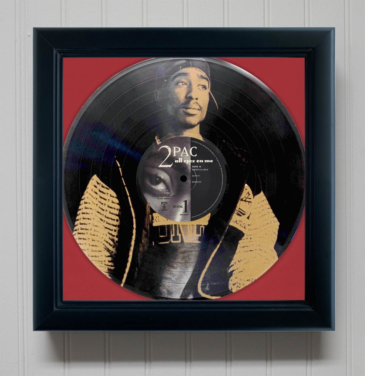 2Pac Tupac All Eyez On Me Framed Black Vinyl Etched LP Shadowbox