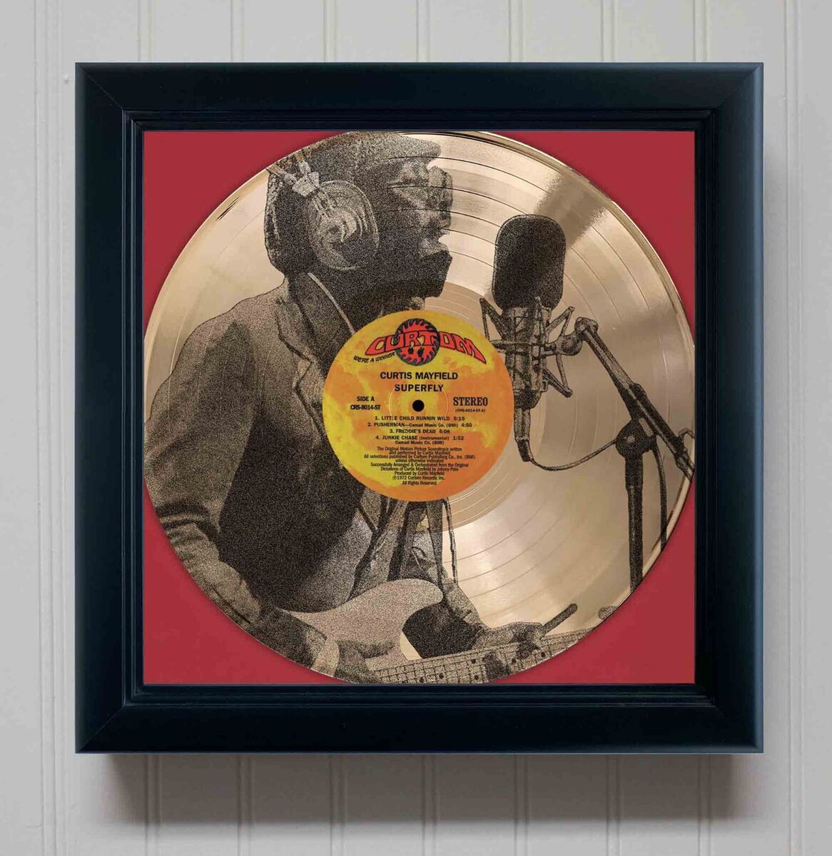 Curtis Mayfield Super Fly Framed Gold Etched LP Shadowbox