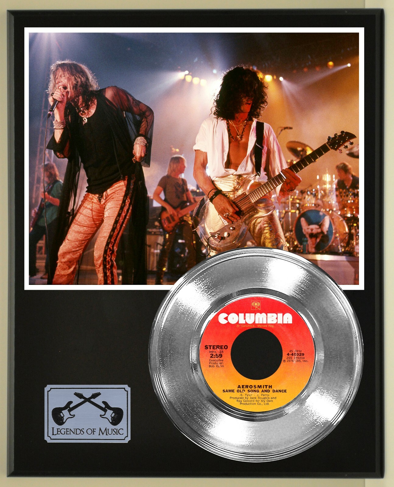 Aerosmith 45 Platinum Plated Record Display Wood Plaque, Ready To