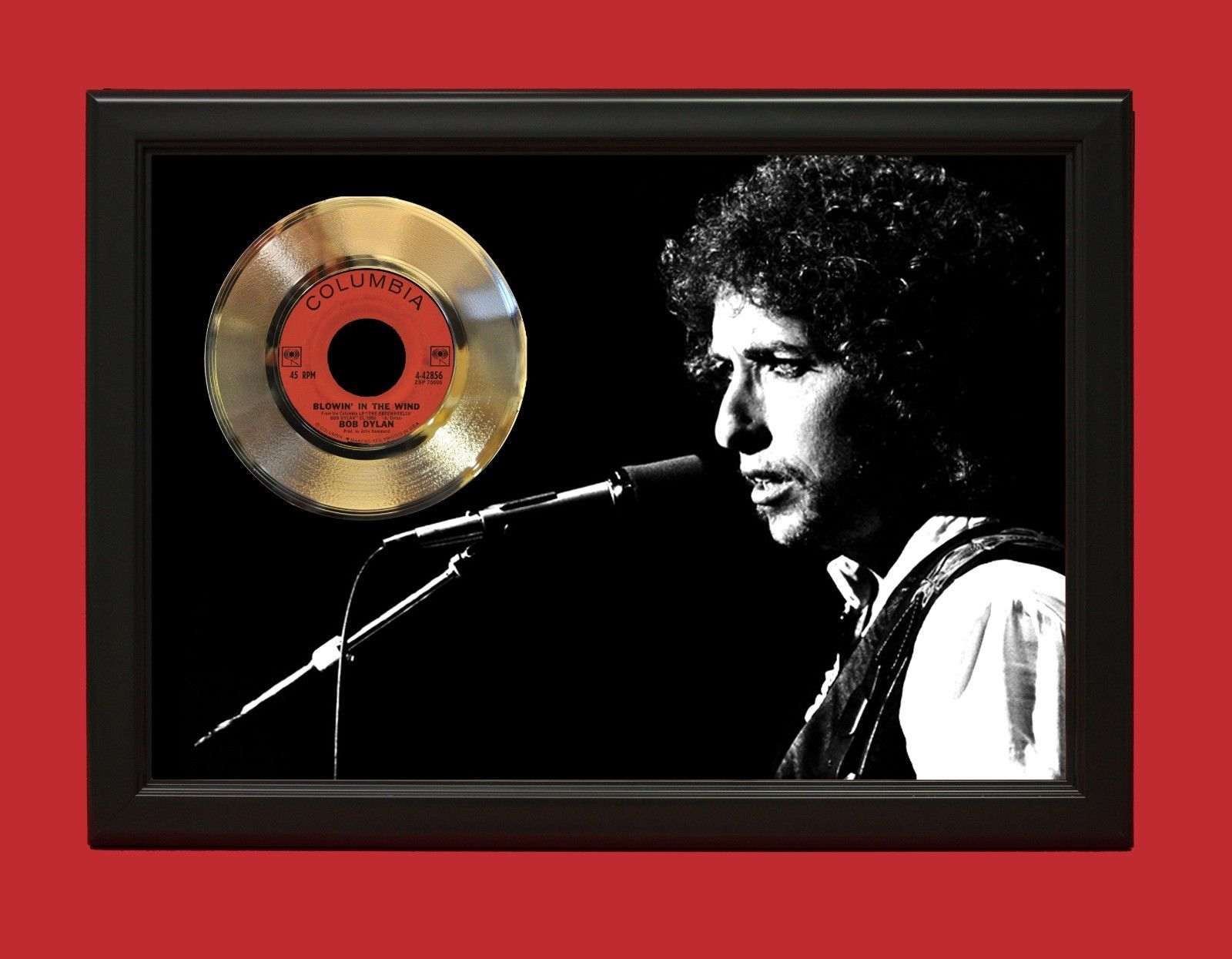 BOB DYLAN POSTER ART WOOD FRAMED 45 GOLD RECORD DISPLAY ...