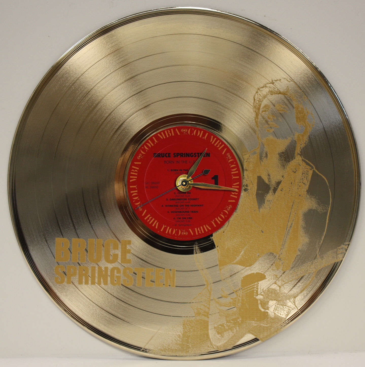 Bruce Springsteen Laser Etched Gold Lp Record Wall Clock Gold Record