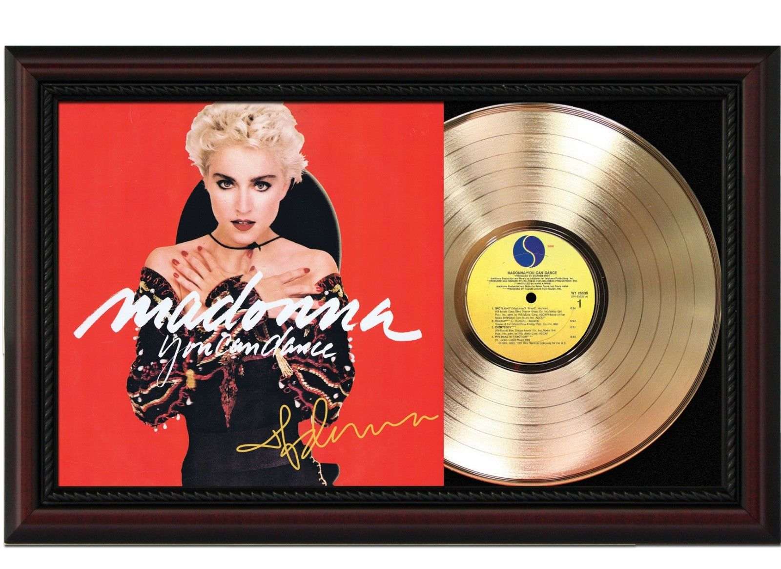 Madonna You Can Dance Cherry Wood Gold LP Record Signature Display M4