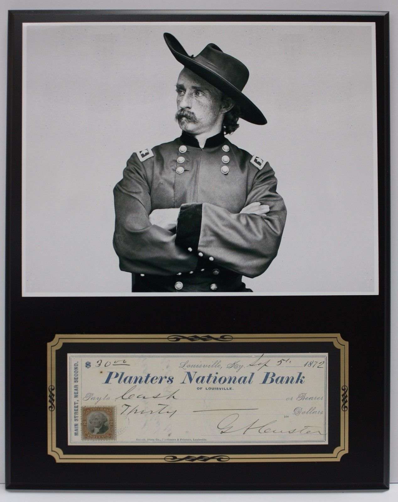 GENERAL GEORGE CUSTER *SIGNED BANK CHECK* REPLICA PHOTO DISPLAY *READY 2 FRAME* 