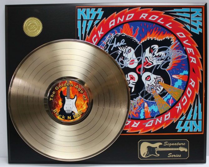 Kiss 2 Ltd Edition Reproduction Signature Gold Record Display Gold