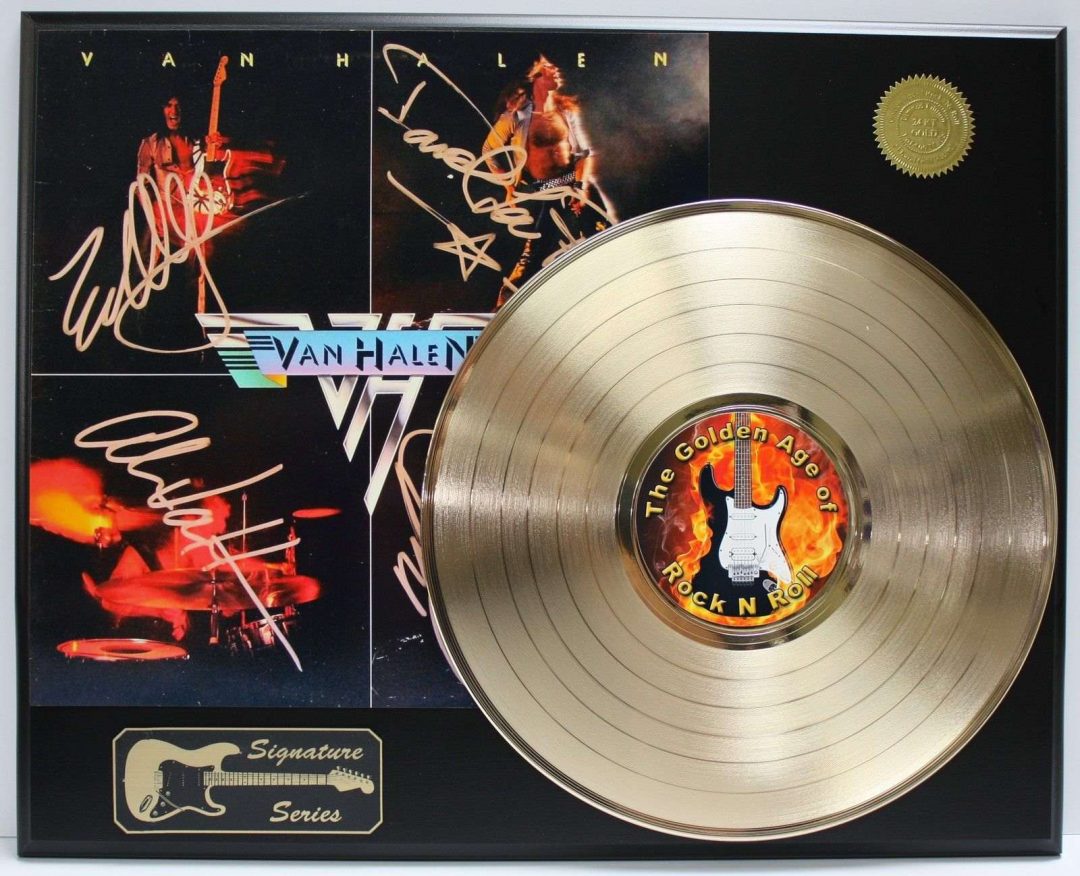 Van Halen Ltd Edition Signature Gold LP Record Display Gold Record