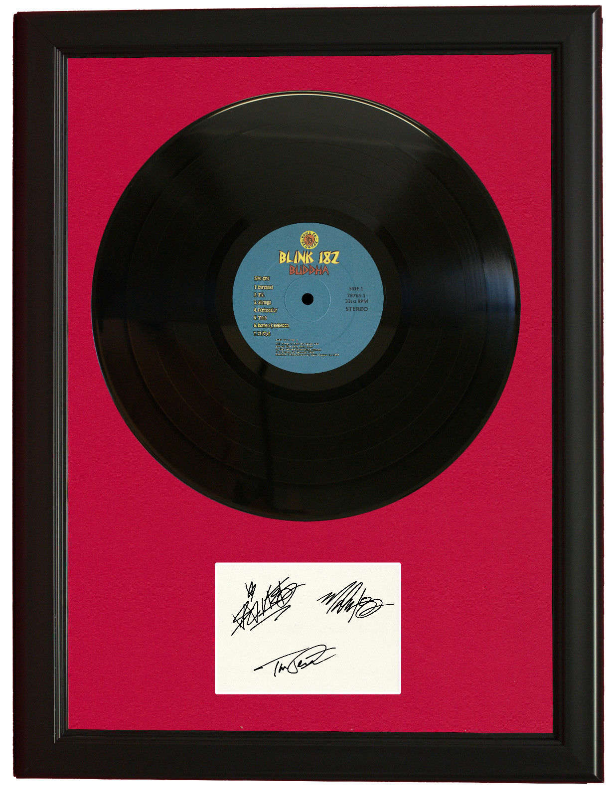 Blink 182 Black Wood Framed Vinyl Lp Signature Display