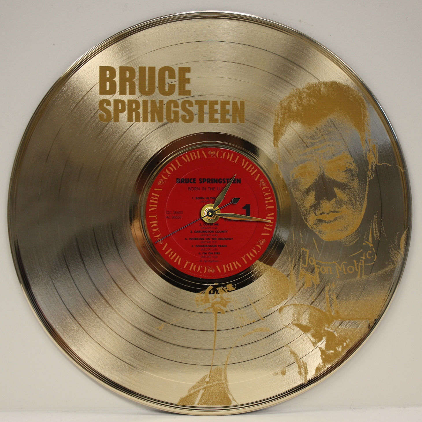 Bruce Springsteen 2 Laser Etched Gold Plated Lp Record Wall Clock