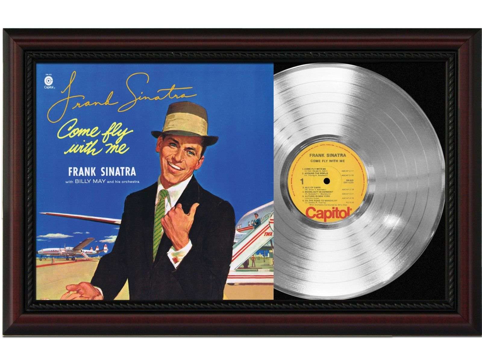 Frank Sinatra Come Fly With Me Cherrywood Framed Platinum Lp