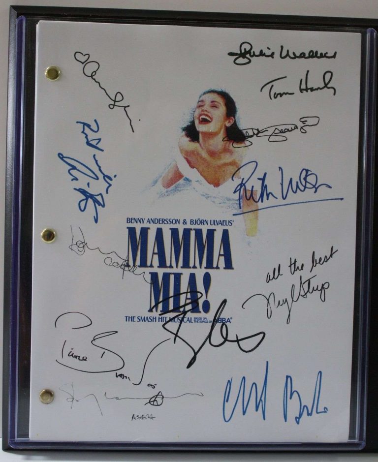 Mama Mia Ltd Edition Reproduction Movie Script Cinema Display | Gold ...