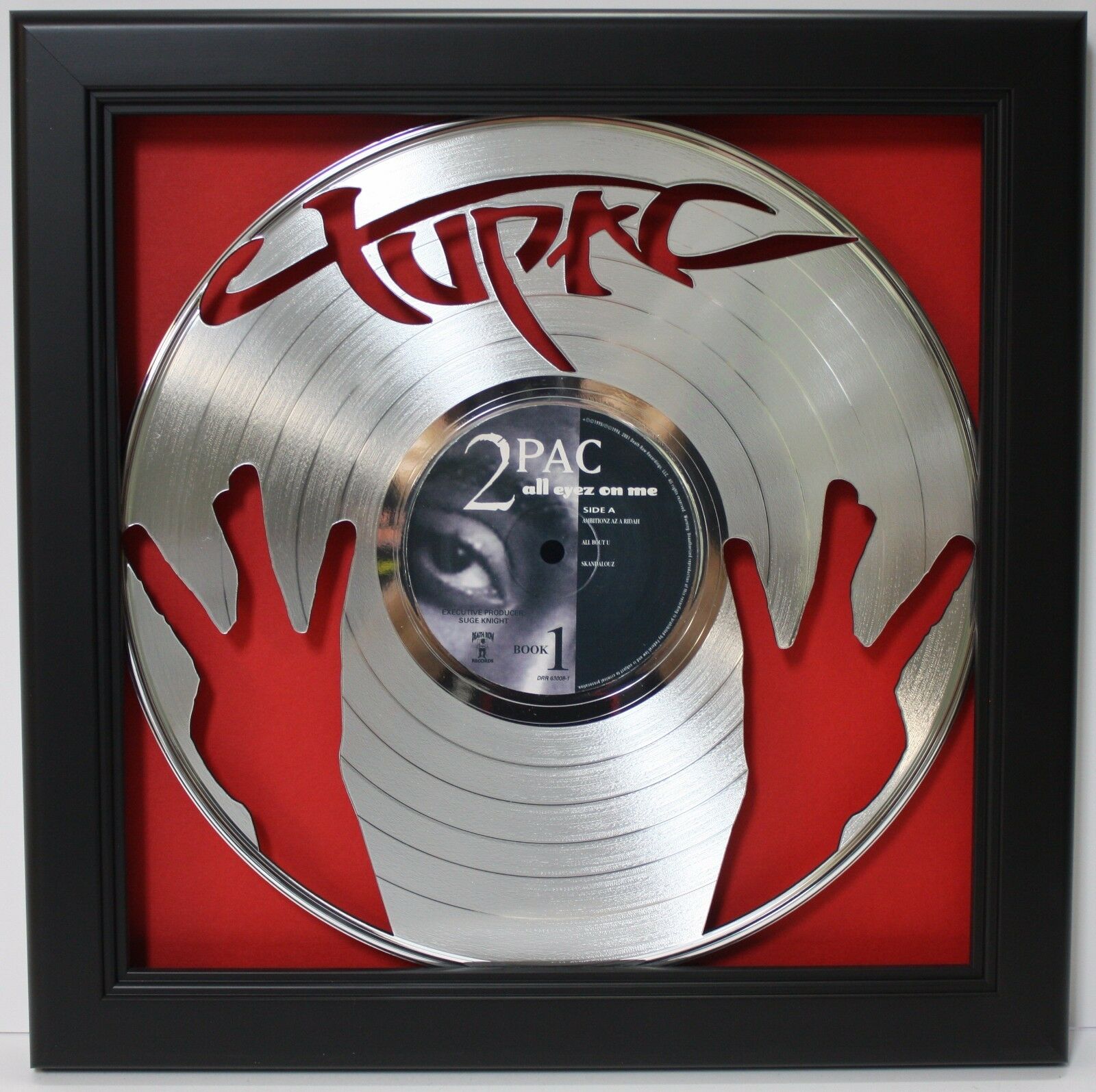 Tupac Shakur Framed Laser Cut Platinum Record in Shadowbox 2Pac - Gold Record Outlet Album and Disc Collectible Memorabilia