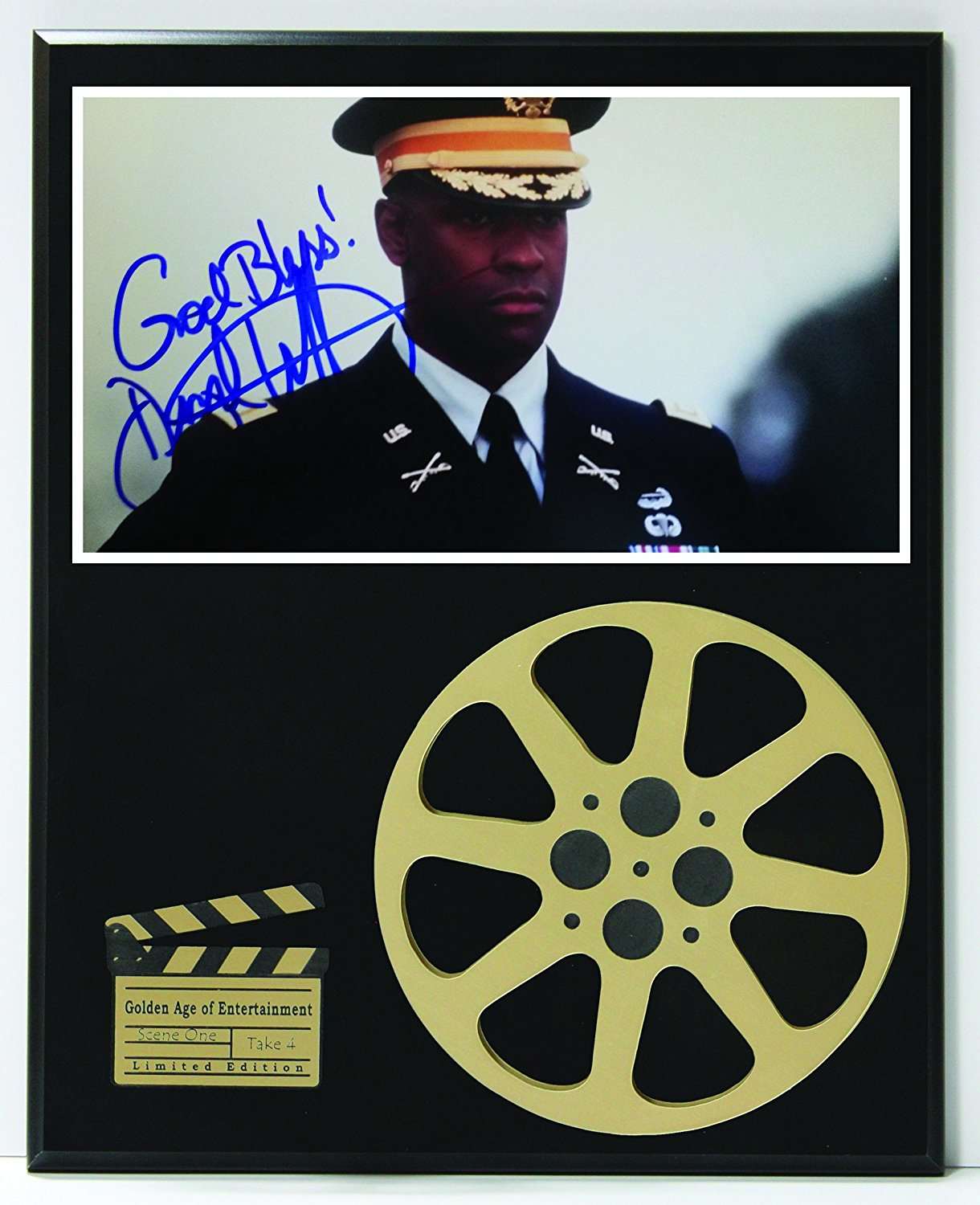 Denzel Washington Limited Edition Reproduction Autographed Movie Reel  Display K1 - Gold Record Outlet Album and Disc Collectible Memorabilia