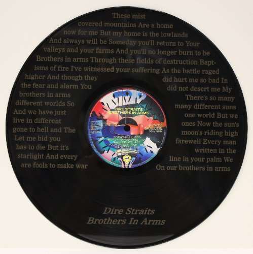 Straits Brothers In Arms Black Vinyl 12in LP Etched Record Wall Art - Gold Record Outlet Album and Disc Collectible Memorabilia