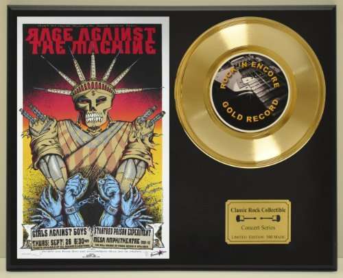 Rage Against The Machine Limited Edition Vintage Concert Poster With 45  Gold Record Display